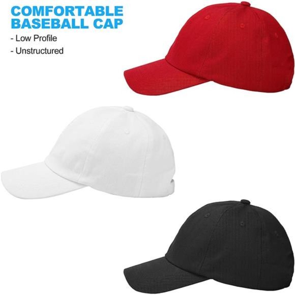 3PCS Classic Baseball Cap, Dad Hat Fits Men Women, All Cotton Made, Adjustable - Picture 2 of 7